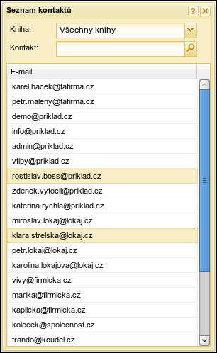 Výběr kontaktů