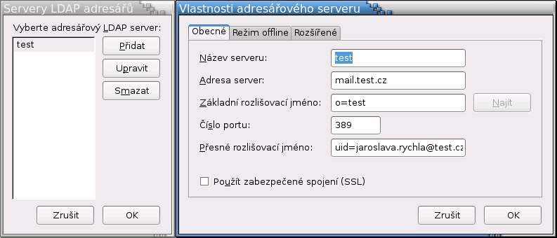 Nastavení LDAP serveru